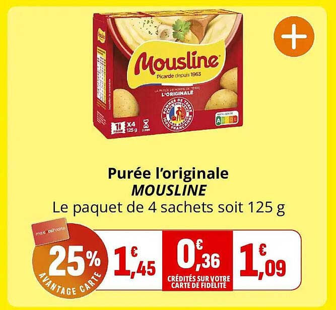 Purée l'originale MOUSLINE Le paquet de 4 sachets soit 125 g