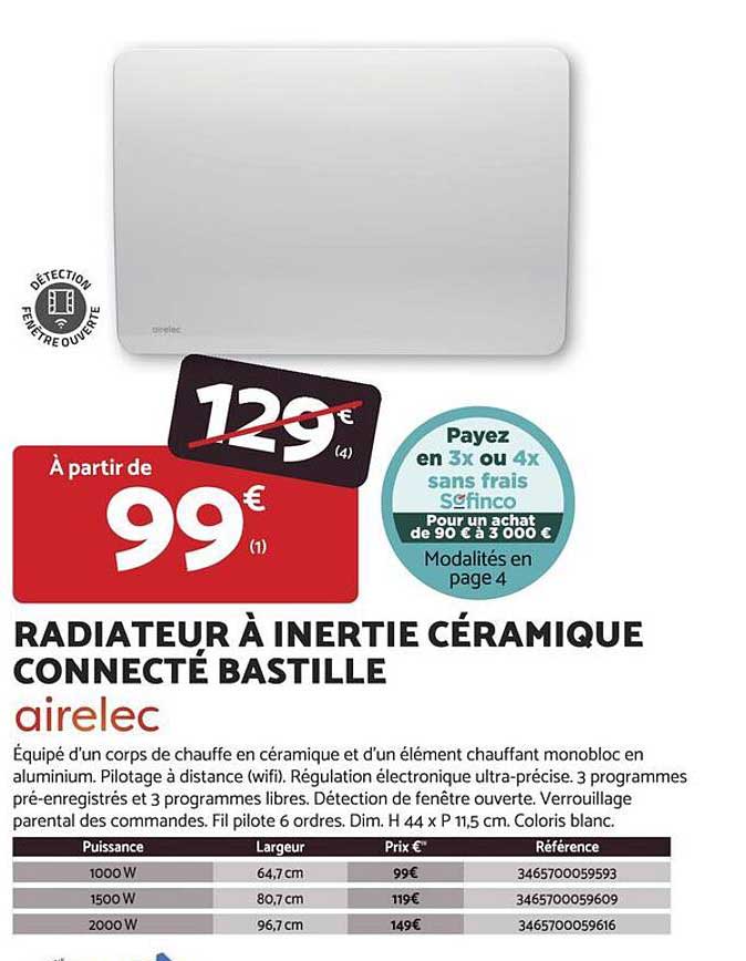 RADIATEUR À INERTIE CÉRAMIQUE CONNECTÉ BASTILLE