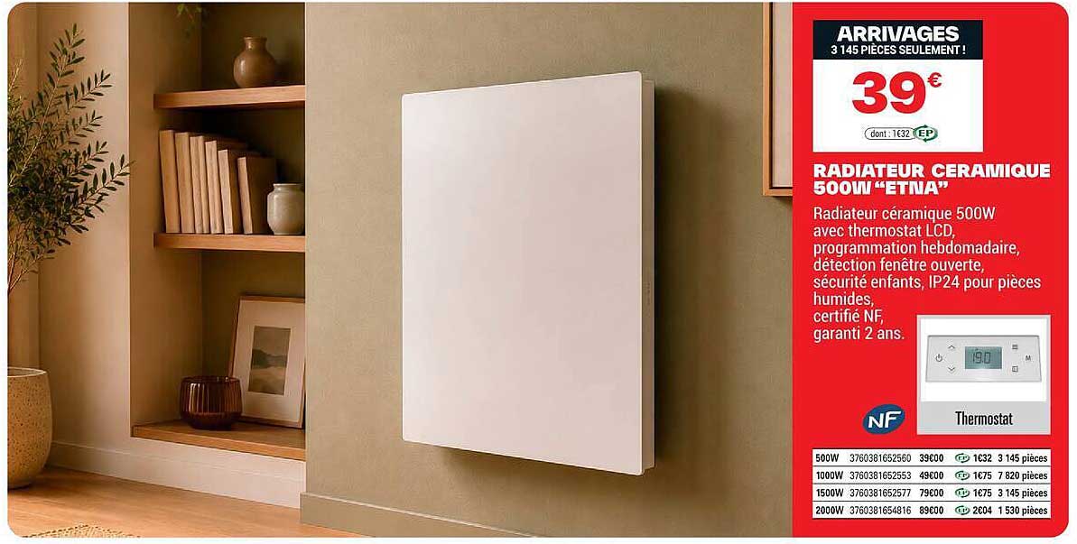 RADIATEUR CERAMIQUE 500W “ETNA”