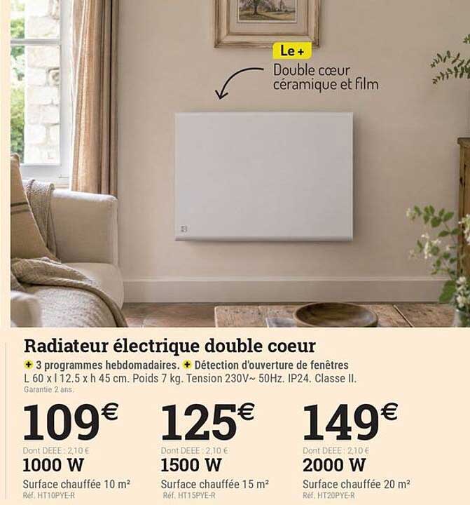 Radiateur électrique double coeur
