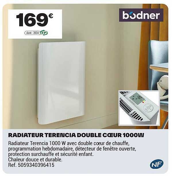 RADIATEUR TERENCIA DOUBLE COEUR 1000W