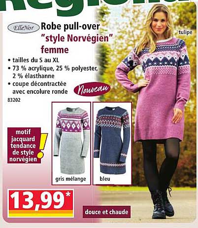 Robe pull-over "style Norvégien" femme