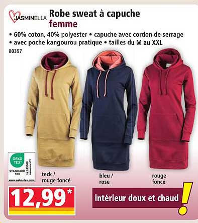 Robe sweat à capuche femme