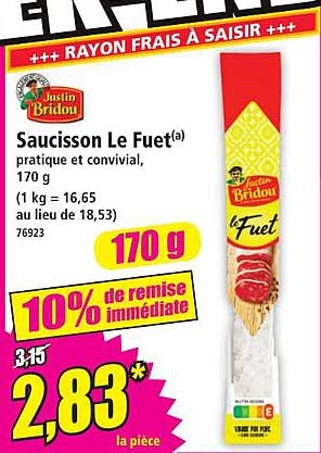 Saucisson Le Fuet(a) pratique et convivial, 170 g