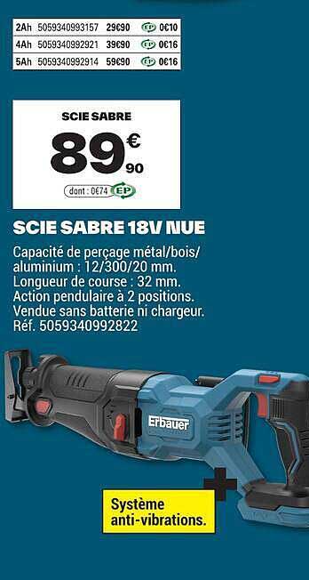 SCIE SABRE 18V NUE