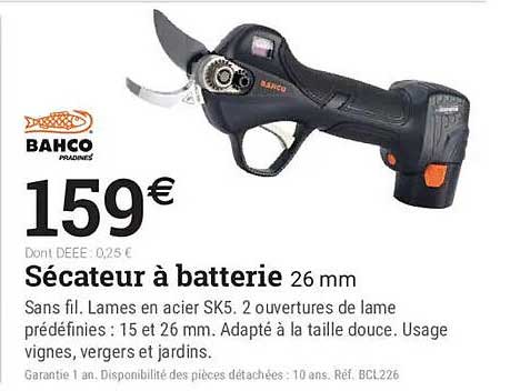 Sécateur à batterie 26 mm