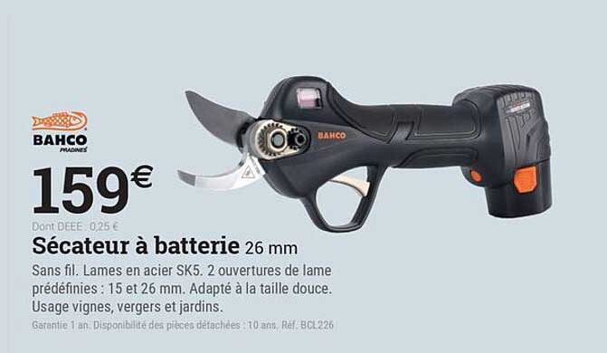 Sécateur à batterie 26 mm