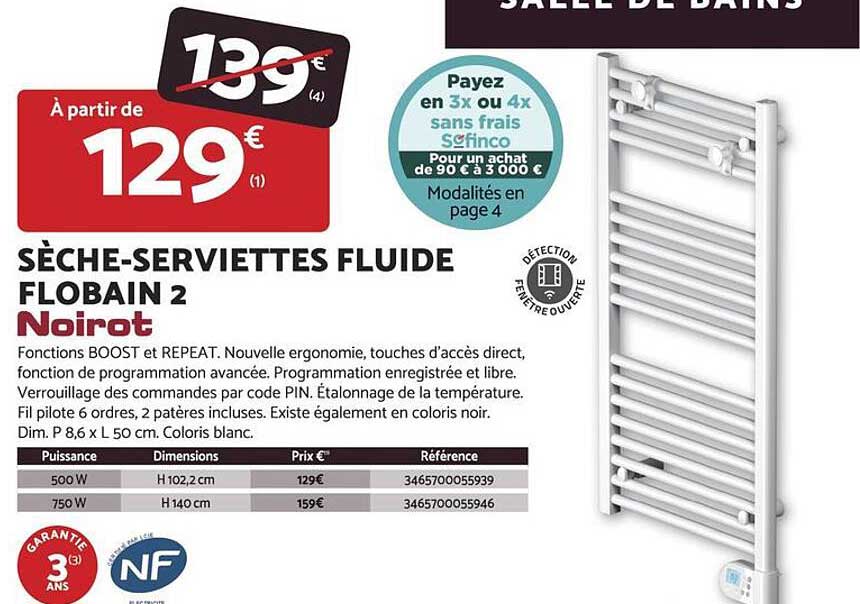 SÈCHE-SERVIETTES FLUIDE FLOBAIN 2 Noirot