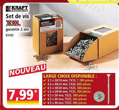 Set de vis XXL garantie 2 ans 83165
