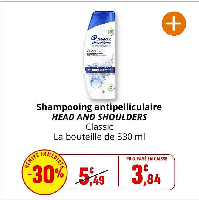 Shampooing antipelliculaire HEAD AND SHOULDERS Classic La bouteille de 330 ml