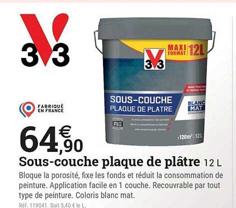 Sous-couche plaque de plâtre 12 L
