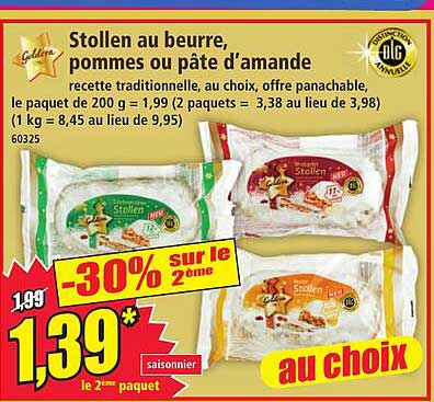 Stollen au beurre, pommes ou pâte d’amande