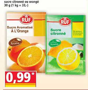 Sucre citronné ou orangé 30 g (1 kg = 33,-)