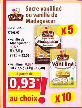 Sucre vanilliné ou vanillé de Madagascar