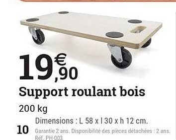 Support roulant bois