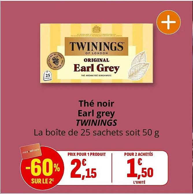 Thé noir Earl grey TWININGS