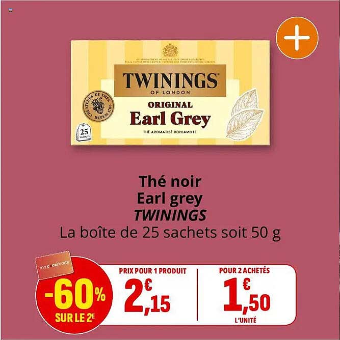 Thé noir Earl grey TWININGS