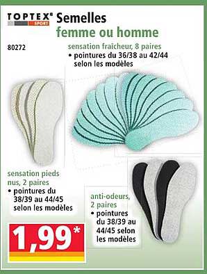 TOPTEX Semelles femme ou homme