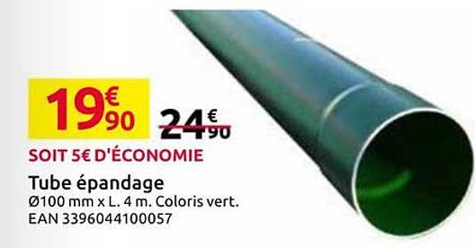 Tube épandage Ø100 mm x L. 4 m. Coloris vert.