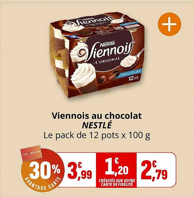 Viennois au chocolat NESTLÉ Le pack de 12 pots x 100 g