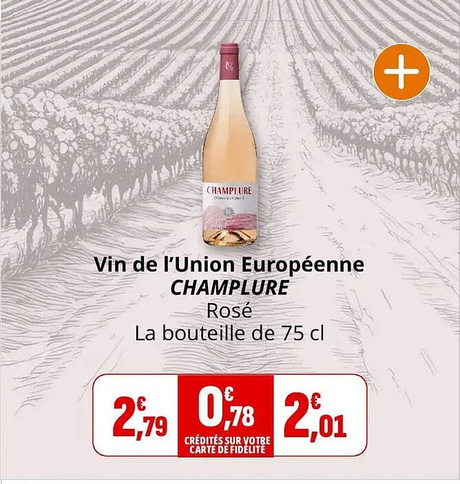 Vin de l’Union Européenne CHAMPLURE Rosé La bouteille de 75 cl