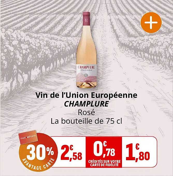 Vin de l’Union Européenne CHAMPLURE Rosé La bouteille de 75 cl