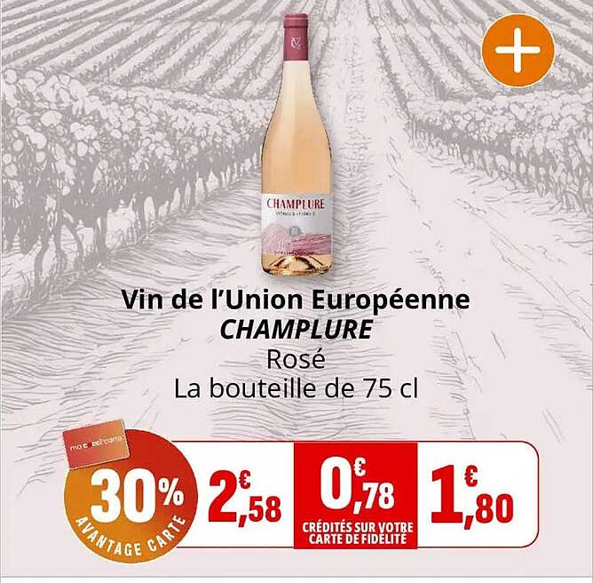 Vin de l’Union Européenne CHAMPLURE Rosé La bouteille de 75 cl
