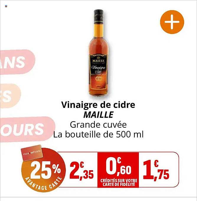 Vinaigre de cidre MAILLE Grande cuvée La bouteille de 500 ml