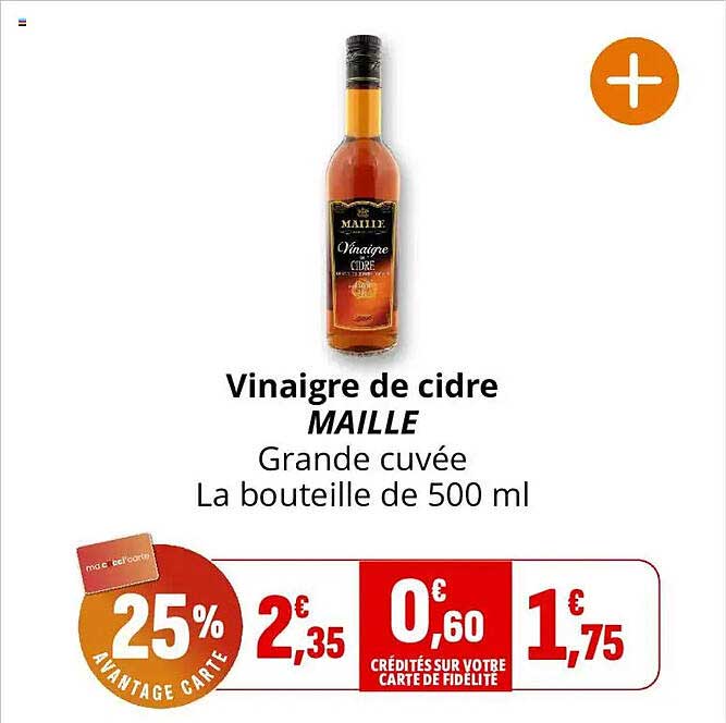 Vinaigre de cidre MAILLE Grande cuvée La bouteille de 500 ml