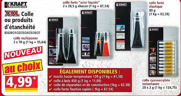 XXL Colle ou produits d’étanchéité