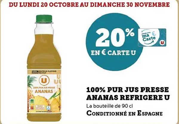 100% PUR JUS PRESSE ANANAS REFRIGERE U