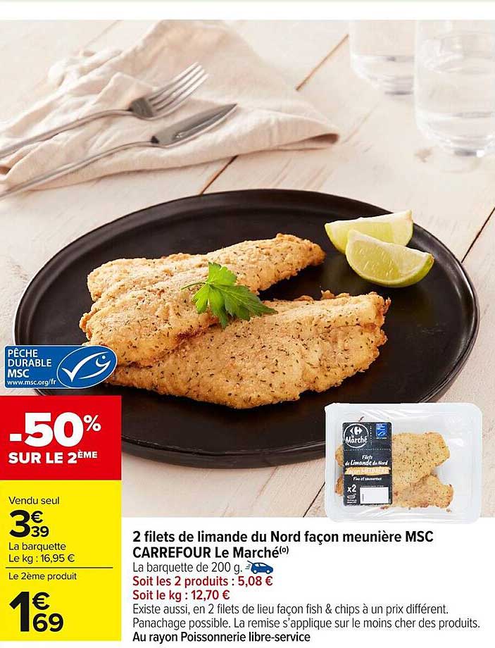 2 filets de limande du Nord façon meunière MSC