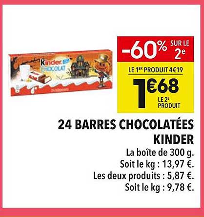 24 BARRES CHOCOLATÉES KINDER