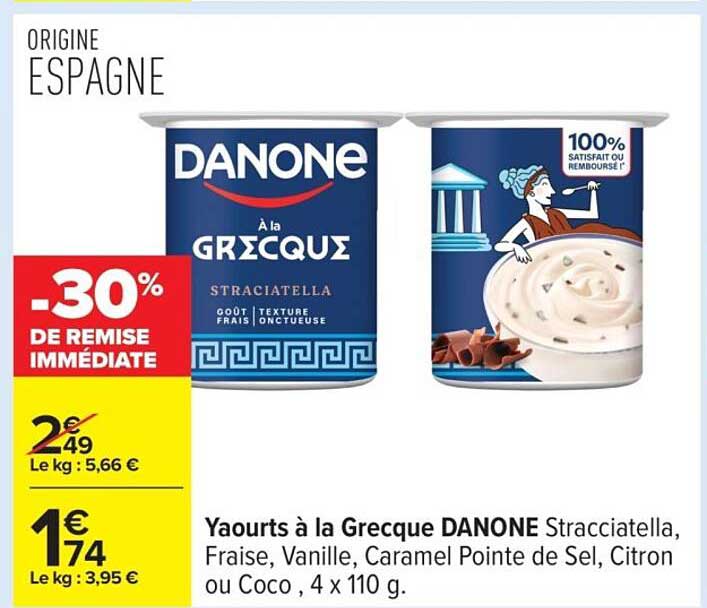 -30% de remise immédiate sur les Yaourts à la Grecque DANONE