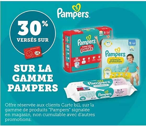 30% VERSÉS SUR LA GAMME PAMPERS