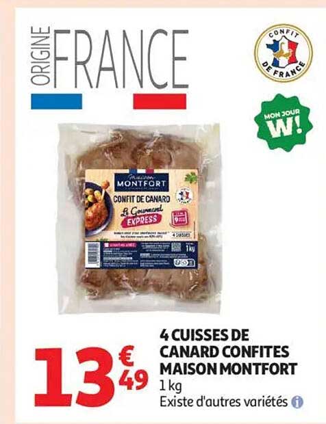 4 CUISSES DE CANARD CONFITES MAISON MONTFORT