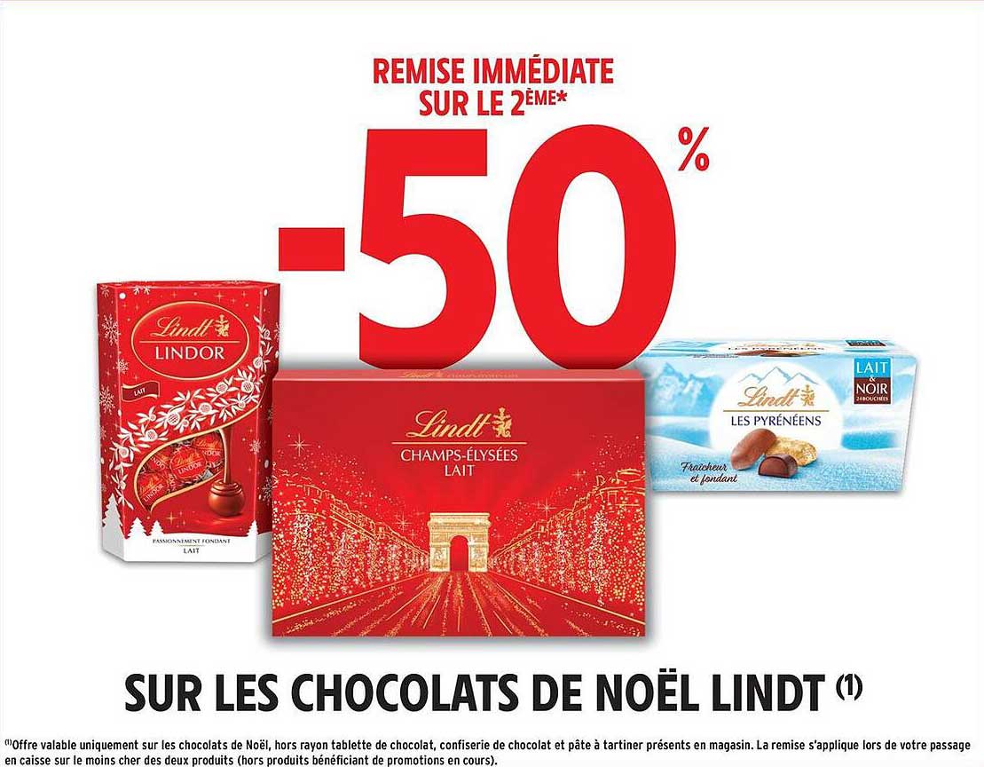 -50% SUR LES CHOCOLATS DE NOËL LINDT