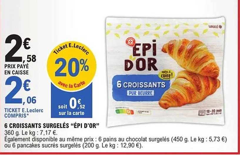 6 CROISSANTS SURGELÉS "ÉPI D'OR"