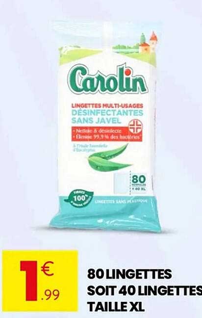 80 Lingettes soit 40 Lingettes Taille XL