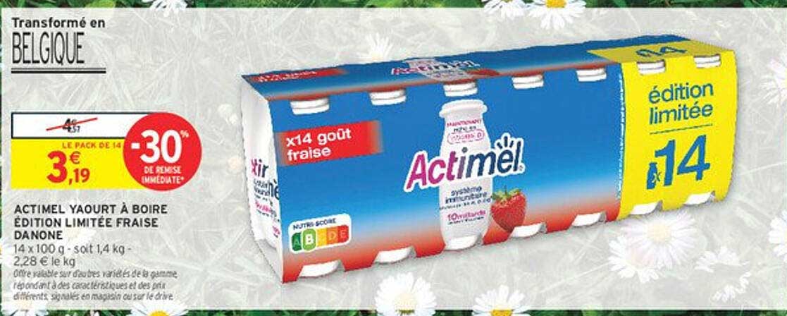 ACTIMEL YAOURT À BOIRE ÉDITION LIMITÉE FRAISE DANONE