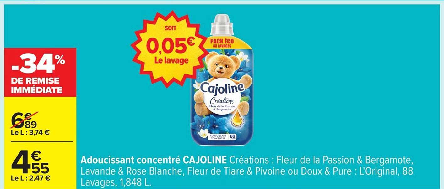 Adoucissant concentré CAJOLINE Créations : Fleur de la Passion & Bergamote