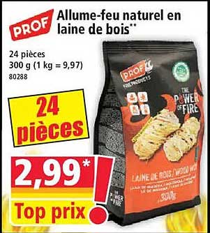 Allume-feu naturel en laine de bois**
