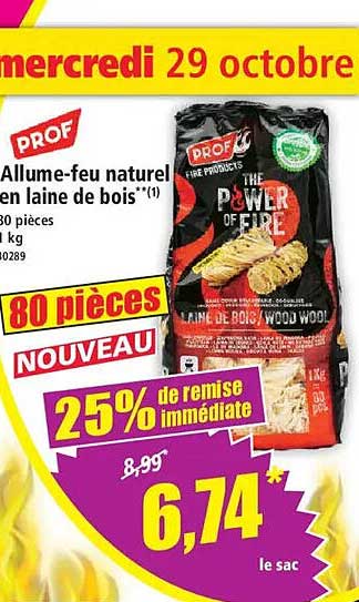 Allume-feu naturel en laine de bois