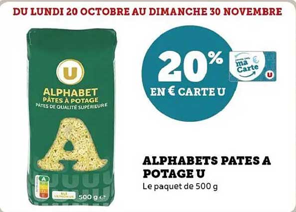 ALPHABETS PATÉS À POTAGE U