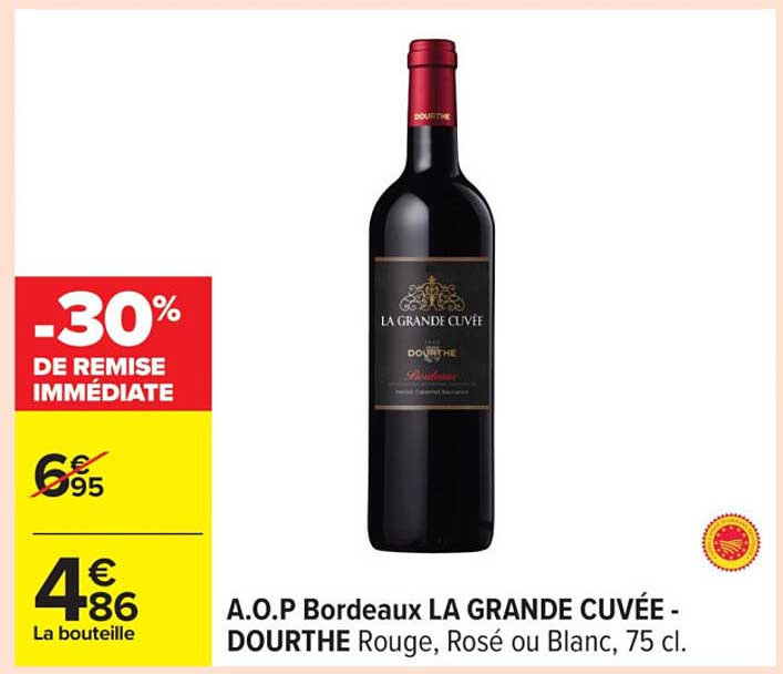 A.O.P Bordeaux LA GRANDE CUVÉE - DOURTHE Rouge, Rosé ou Blanc, 75 cl