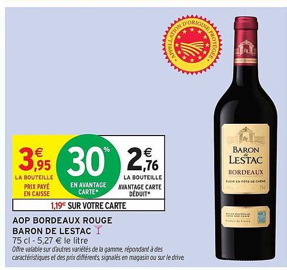 AOP BORDEAUX ROUGE BARON DE LESTAC