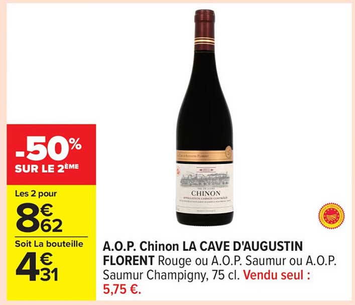 A.O.P. Chinon LA CAVE D'AUGUSTIN FLORENT Rouge