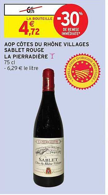 AOP CÔTES DU RHÔNE VILLAGES SABLET ROUGE LA PIERRADIÈRE