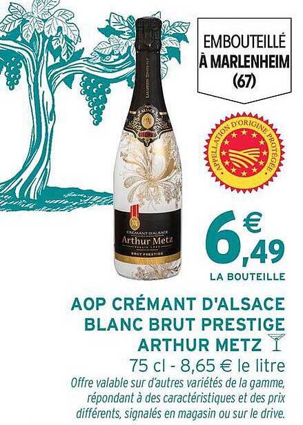 AOP Crémant d'Alsace Blanc Brut Prestige Arthur Metz