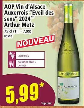 AOP Vin d'Alsace Auxerrois "Eveil des sens" 2024** Arthur Metz